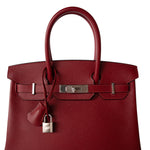 Hermes Handbag Red Birkin 30 Rouge Grenat Epsom Palladium Plated D Stamp -Knockoff
