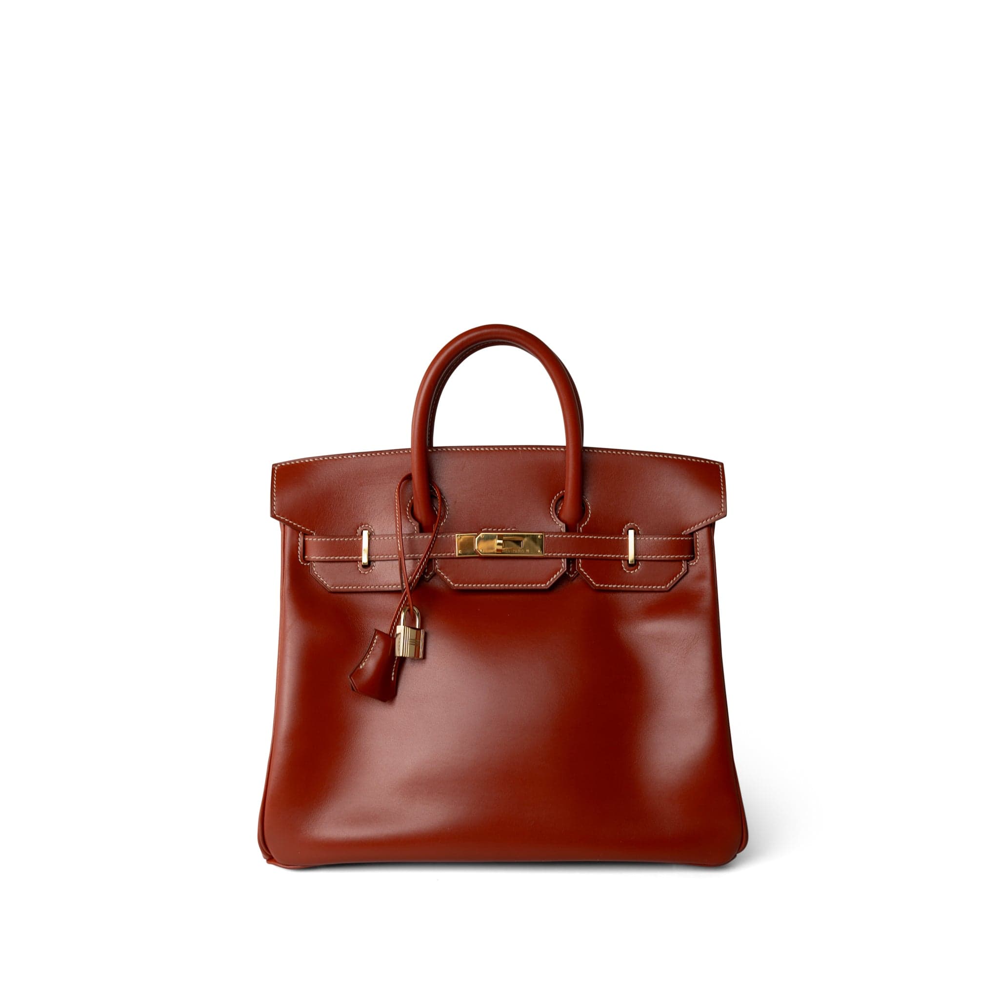 Hermes Handbag Red Birkin 32 Brique Box Calfskin Gold Plated B Square Stamp -Knockoff
