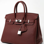 Hermes Handbag Red Hermès Birkin 25 Rouge Hermès Veau Togo Leather Palladium Plated Year 2020 Y -Knockoff
