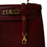 Hermes Handbag Red Kelly 28 Rouge H Box Calfskin Gold Plated Y Circle Stamp -Knockoff
