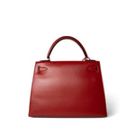 Hermes Handbag Red Kelly 28 Sellier Red (Rouge) Box Calfskin Gold Plated T Circle Stamp -Knockoff
