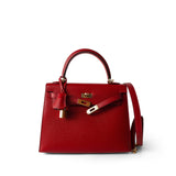 Hermes Handbag Red / Kelly Kelly Sellier 25 Rouge Casaque Epsom Gold Plated A Stamp -Knockoff
