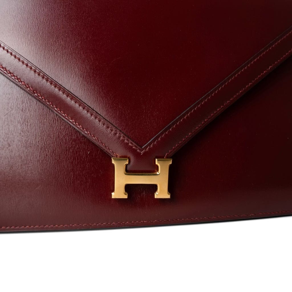 Hermes Handbag Red Lydie Rouge H Box Calfskin Gold Plated S Circle Stamp -Knockoff
