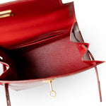 Hermes Handbag Red Mini Kelly Sellier 20 Rouge Box Calfskin Gold Plated U Circle Stamp -Knockoff
