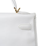 Hermes Handbag White Hermes Kelly 32 Swift White Gold Hardware F Stamp -Knockoff
