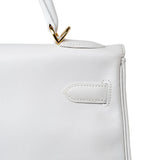 Hermes Handbag White Hermes Kelly 32 Swift White Gold Hardware F Stamp -Knockoff
