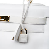 Hermes Handbag White Hermes Kelly 32 Swift White Gold Hardware F Stamp -Knockoff
