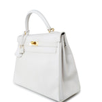 Hermes Handbag White Hermes Kelly 32 Swift White Gold Hardware F Stamp -Knockoff
