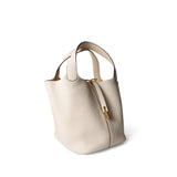 Hermes Handbag White / Picotin Picotin 22 Nata Taurillon Clemence Gold Plated Z Stamp -Knockoff
