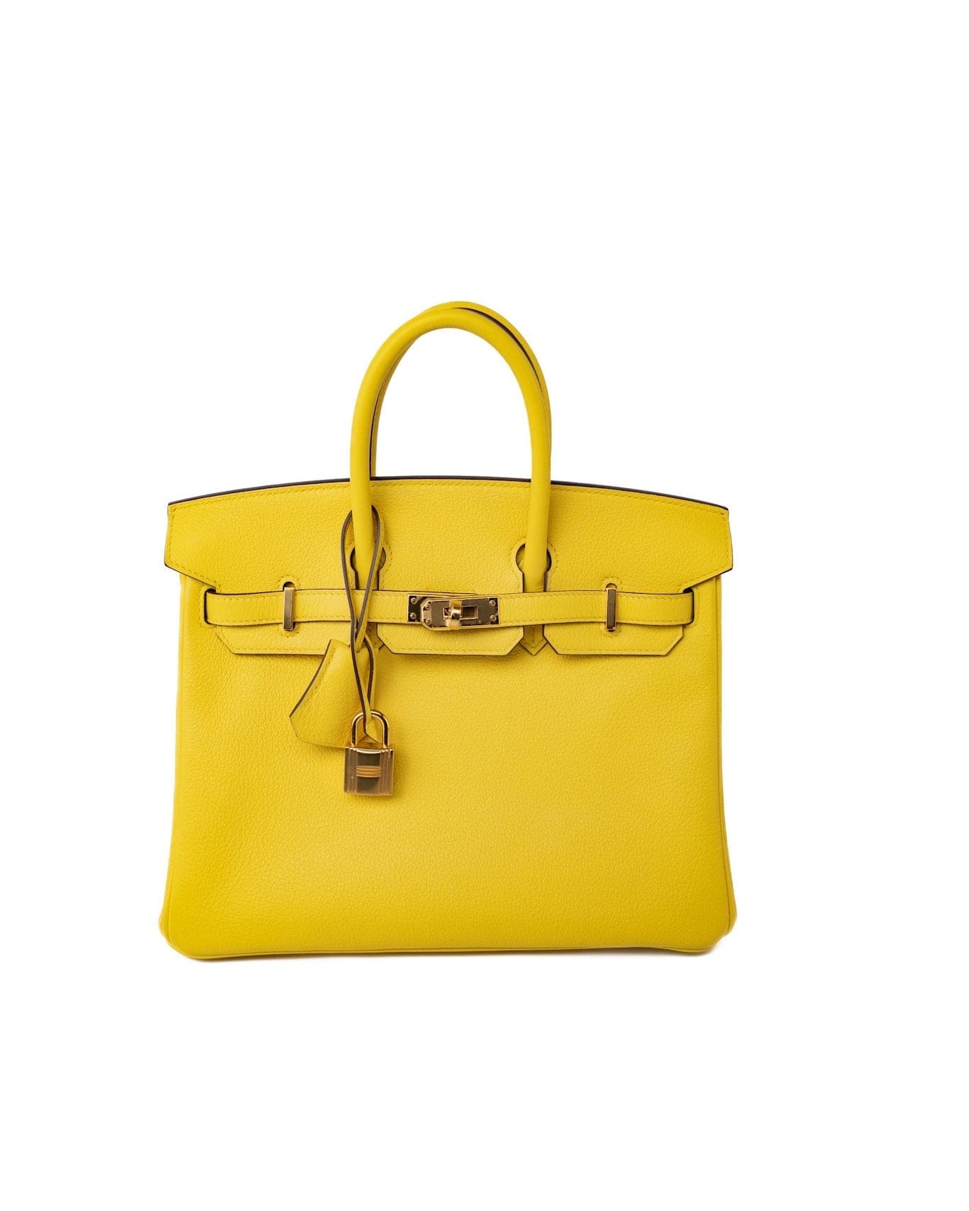 Hermes Handbag Yellow Birkin 25 Jaune de Naples Veau Taurillon Novillo Leather Gold Plated Hardware D Stamp -Knockoff
