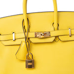 Hermes Handbag Yellow Birkin 25 Jaune de Naples Veau Taurillon Novillo Leather Gold Plated Hardware D Stamp -Knockoff
