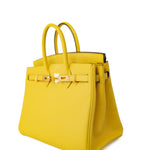 Hermes Handbag Yellow Birkin 25 Jaune de Naples Veau Taurillon Novillo Leather Gold Plated Hardware D Stamp -Knockoff
