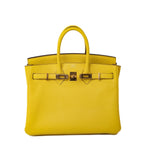 Hermes Handbag Yellow Birkin 25 Jaune de Naples Veau Taurillon Novillo Leather Gold Plated Hardware D Stamp -Knockoff
