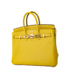 Hermes Handbag Yellow Birkin 25 Jaune de Naples Veau Taurillon Novillo Leather Gold Plated Hardware D Stamp -Knockoff
