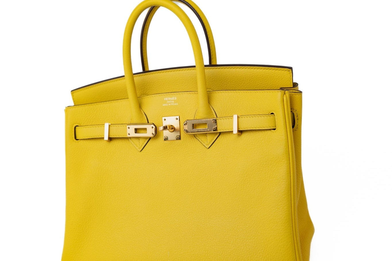 Hermes Handbag Yellow Birkin 25 Jaune de Naples Veau Taurillon Novillo Leather Gold Plated Hardware D Stamp -Knockoff
