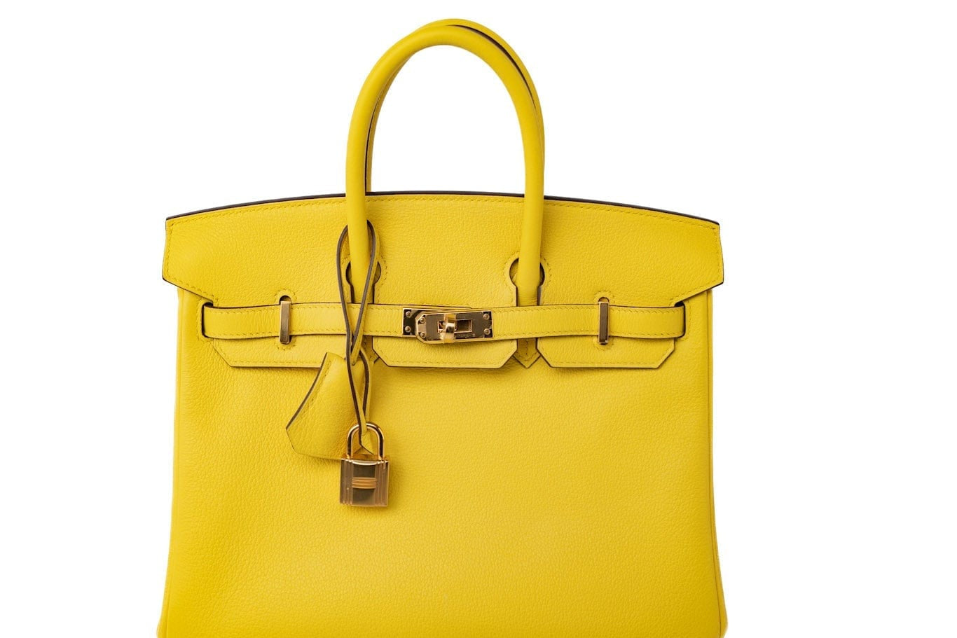 Hermes Handbag Yellow Birkin 25 Jaune de Naples Veau Taurillon Novillo Leather Gold Plated Hardware D Stamp -Knockoff
