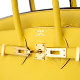 Hermes Handbag Yellow Birkin 25 Jaune de Naples Veau Taurillon Novillo Leather Gold Plated Hardware D Stamp -Knockoff
