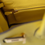 Hermes Handbag Yellow Birkin 25 Jaune de Naples Veau Taurillon Novillo Leather Gold Plated Hardware D Stamp -Knockoff
