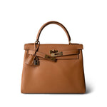 Hermes Kelly 28 Natural Chamonix Gold Plated V Stamp -Knockoff
