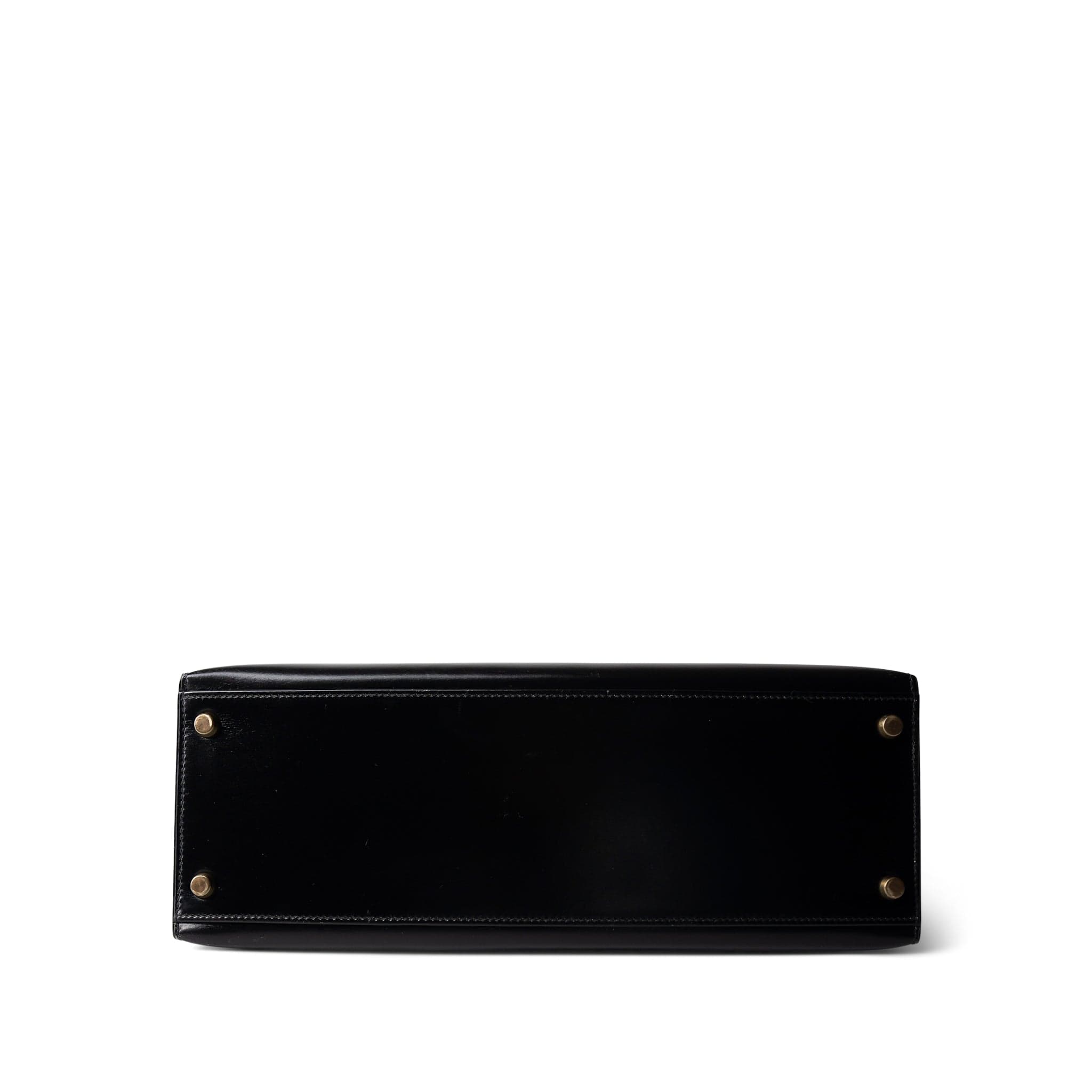 Hermes Kelly Sellier 32 Black Box Calfskin Gold Plated (R) Stamp -Knockoff
