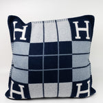 Hermes Pillow Blue Hermes Wool Cashmere Avalon III Pillow PM Ecru Caban -Knockoff
