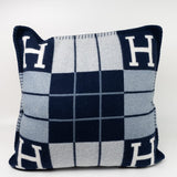 Hermes Pillow Blue Hermes Wool Cashmere Avalon III Pillow PM Ecru Caban -Knockoff
