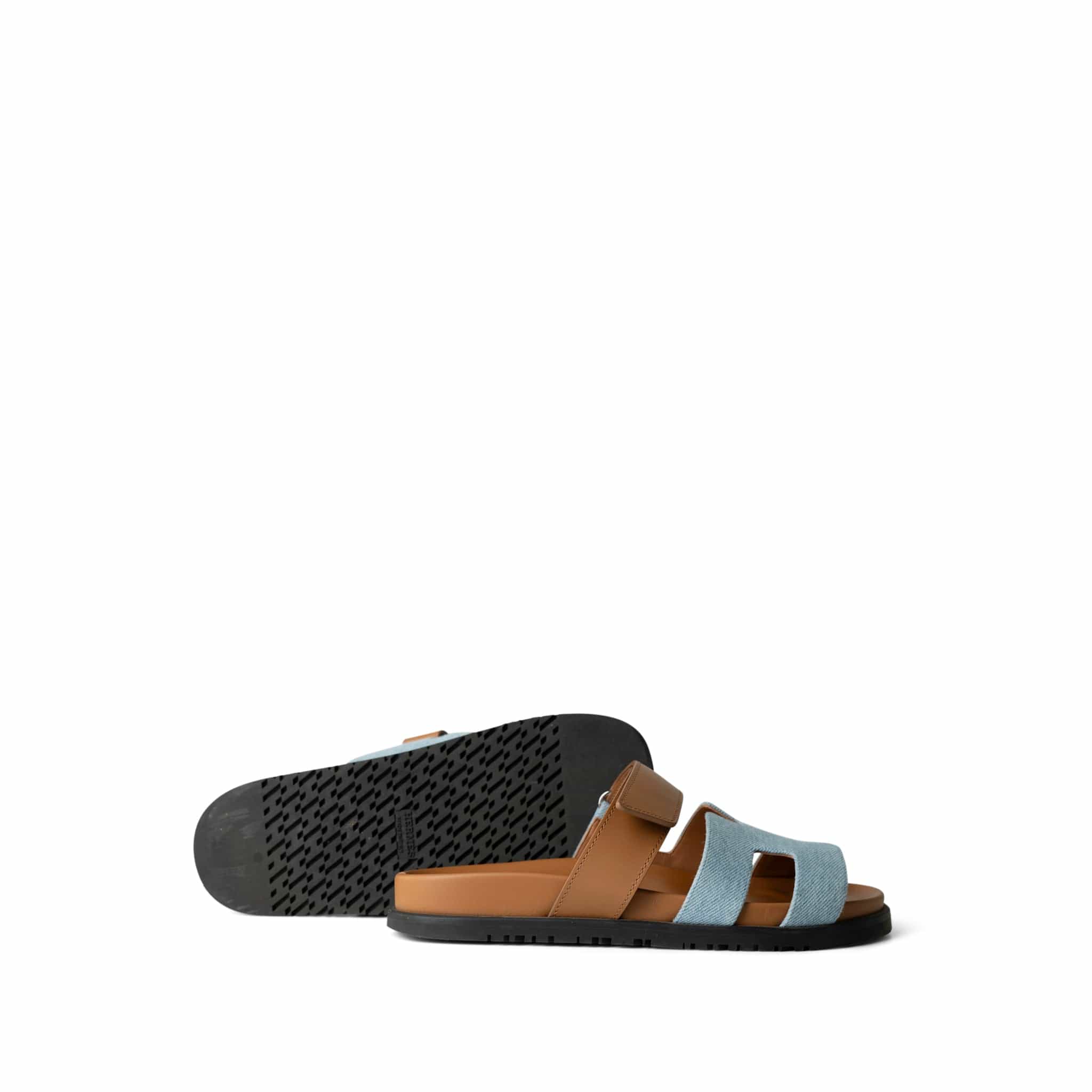 Hermes Sandals 38 / Blue Chypre Sandals Bleu Clair / Naturel (Size 38) -Knockoff
