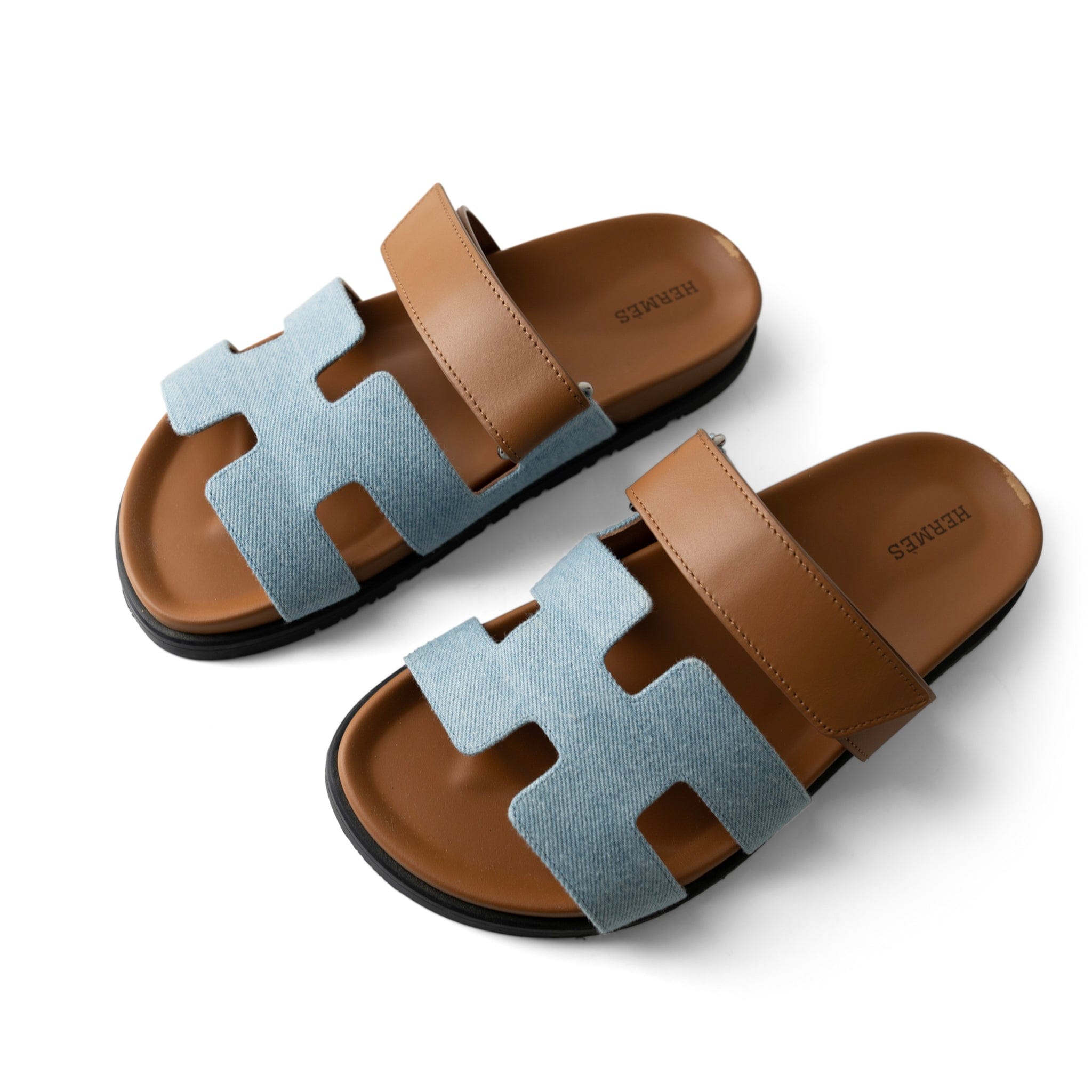 Hermes Sandals 38 / Blue Chypre Sandals Bleu Clair / Naturel (Size 38) -Knockoff
