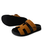 Hermes Sandals Black Chypre Sandals Black Naturel Gold Suede (Size 36) -Knockoff
