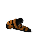 Hermes Sandals Brown Chypre Gold Suede Sandals (Size 37 / 7 US) -Knockoff
