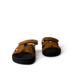 Hermes Sandals Brown Chypre Gold Suede Sandals (Size 37 / 7 US) -Knockoff
