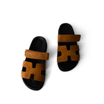 Hermes Sandals Brown Chypre Gold Suede Sandals (Size 37 / 7 US) -Knockoff
