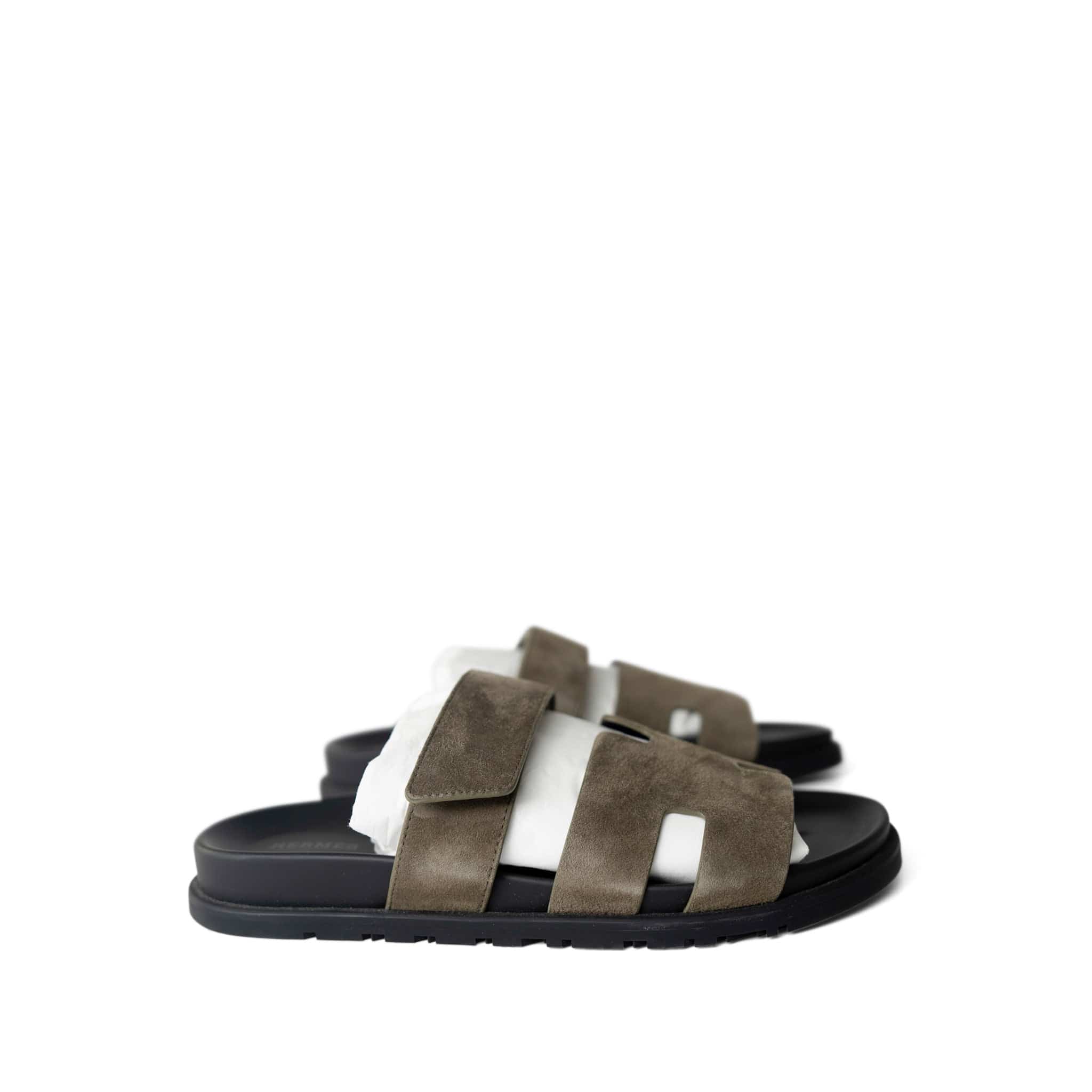 Hermes Sandals Chypre Sandals Toundra Suede / Black (Size 41) -Knockoff
