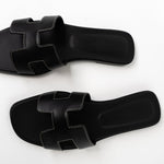 Hermes Sandals Hermès Box Calfskin Oran Sandals Black -Knockoff
