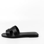 Hermes Sandals Hermès Box Calfskin Oran Sandals Black -Knockoff
