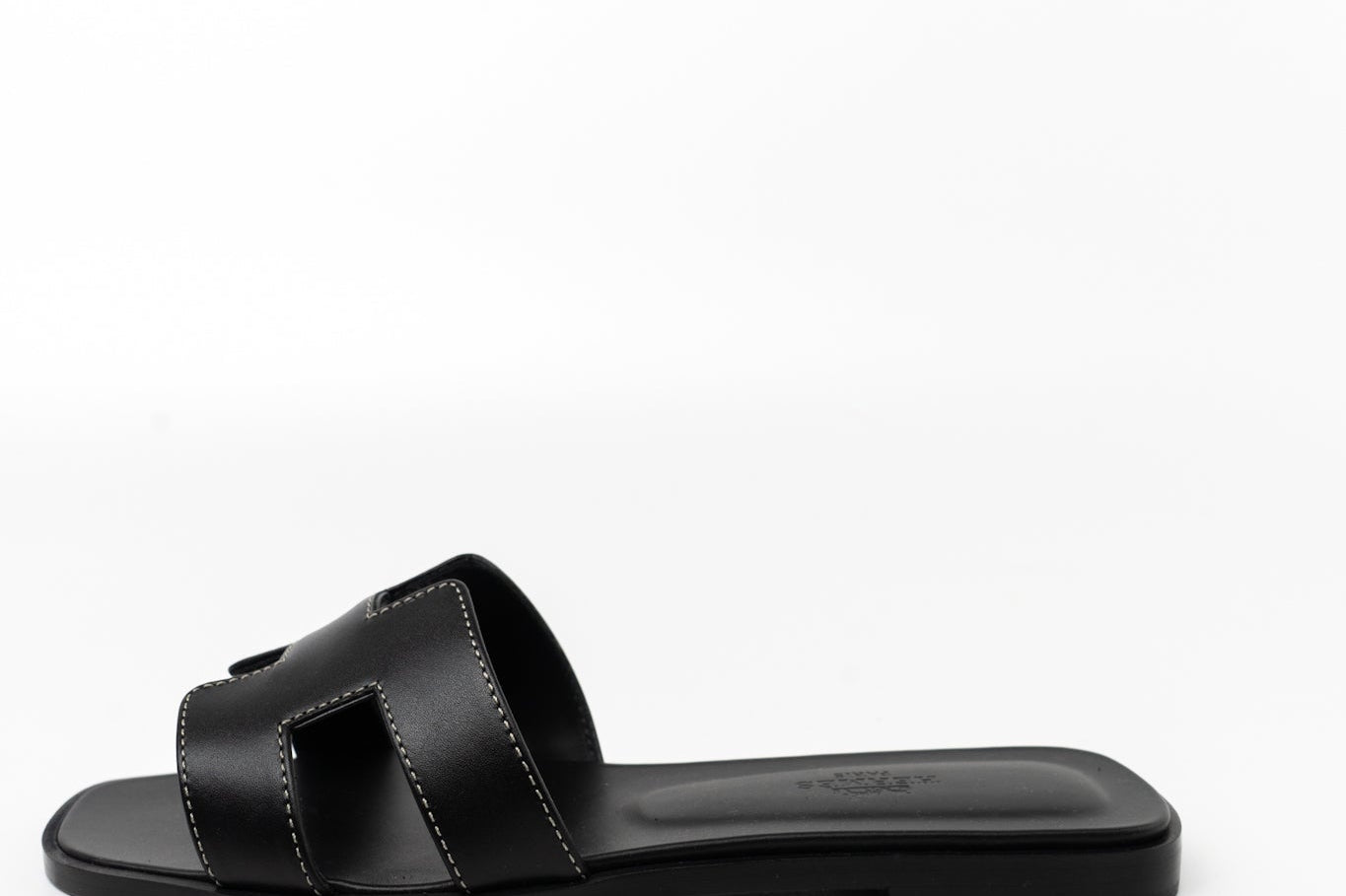 Hermes Sandals Hermès Box Calfskin Oran Sandals Black -Knockoff
