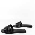 Hermes Sandals Hermès Box Calfskin Oran Sandals Black -Knockoff
