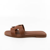 Hermes Sandals Hermès Box Calfskin Oran Sandals Gold -Knockoff
