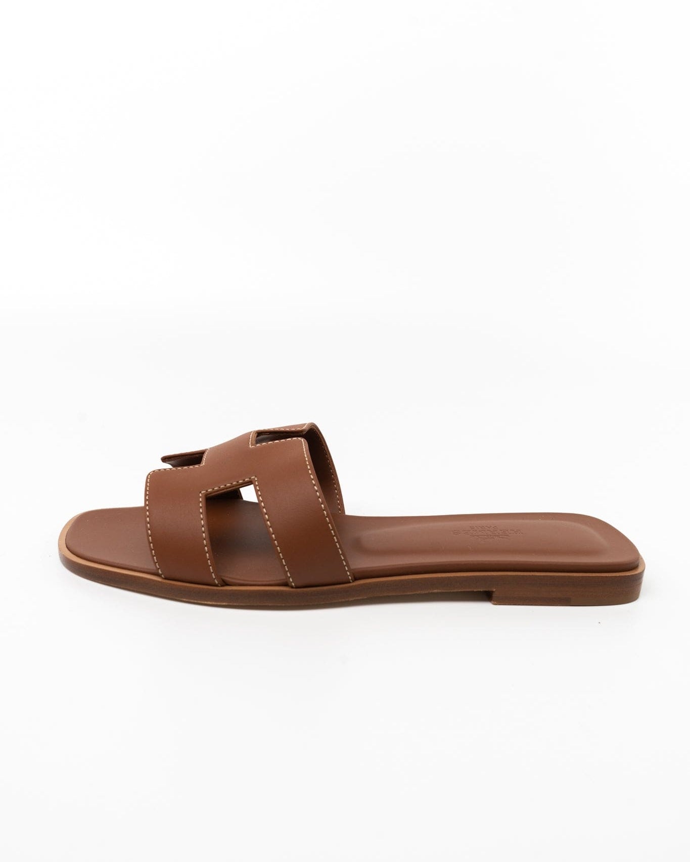 Hermes Sandals Hermès Box Calfskin Oran Sandals Gold -Knockoff
