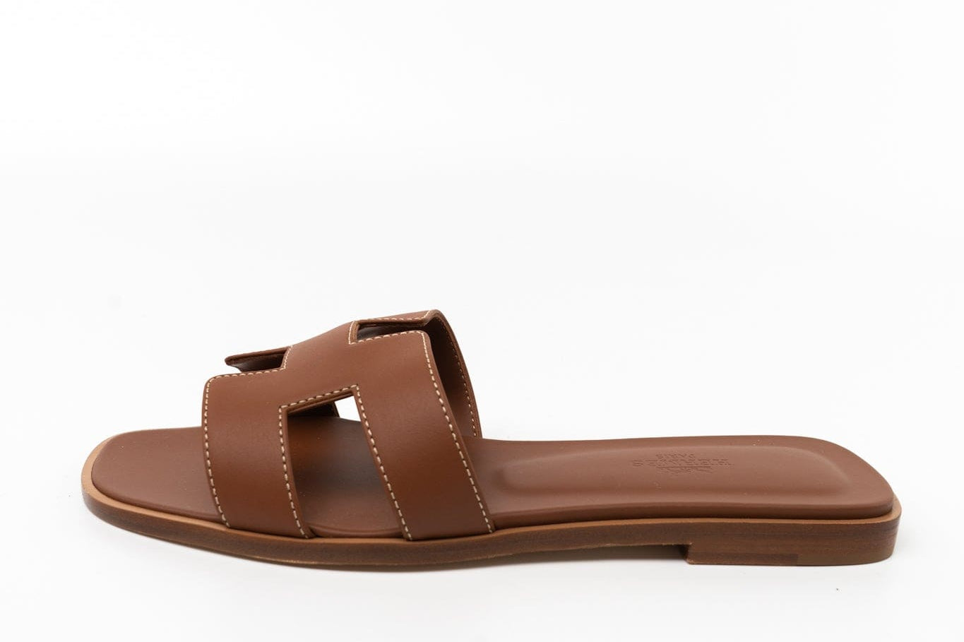 Hermes Sandals Hermès Box Calfskin Oran Sandals Gold -Knockoff
