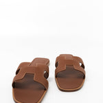 Hermes Sandals Hermès Box Calfskin Oran Sandals Gold -Knockoff
