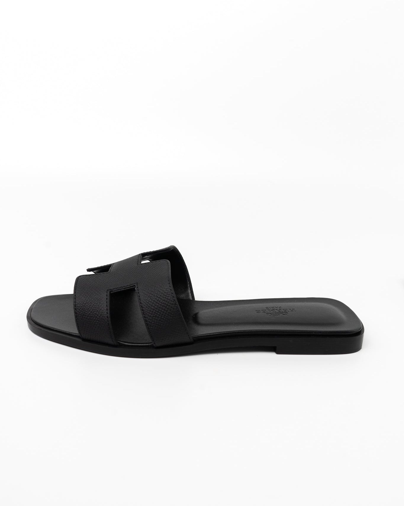 Hermes Sandals Hermès Veau Epson Oran Sandals Black/ Noir 38 -Knockoff
