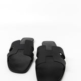 Hermes Sandals Hermès Veau Epson Oran Sandals Black/ Noir 38 -Knockoff
