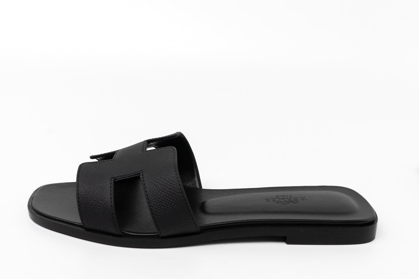 Hermes Sandals Hermès Veau Epson Oran Sandals Black/ Noir 38 -Knockoff
