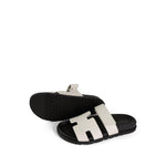 Hermes Sandals White Chypre Glaise Epsom Black Goatskin (41 EU / 10 US) -Knockoff
