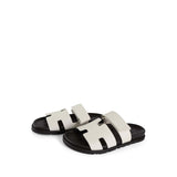 Hermes Sandals White Chypre Glaise Epsom Black Goatskin (41 EU / 10 US) -Knockoff
