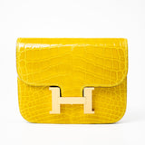 Hermes Wallet Yellow  Hermès Mimosa Alligator Mississippiensis Constance Slim Wallet -Knockoff
