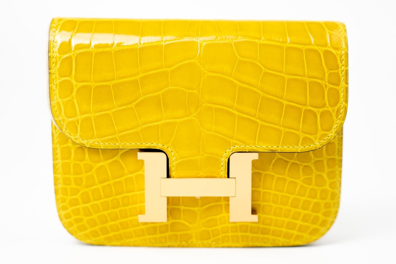 Hermes Wallet Yellow  Hermès Mimosa Alligator Mississippiensis Constance Slim Wallet -Knockoff
