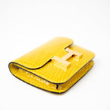 Hermes Wallet Yellow  Hermès Mimosa Alligator Mississippiensis Constance Slim Wallet -Knockoff
