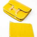 Hermes Wallet Yellow  Hermès Mimosa Alligator Mississippiensis Constance Slim Wallet -Knockoff
